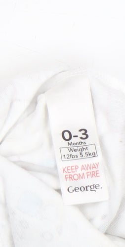 George Unisex Baby White 0-3 Months Cotton Vehicle Print Babygrow