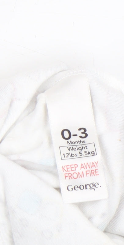 George Unisex Baby White 0-3 Months Cotton Vehicle Print Babygrow
