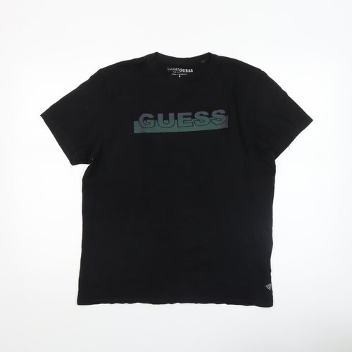 Guess Men's Black Logo Cotton Short Sleeve T-Shirt Size M