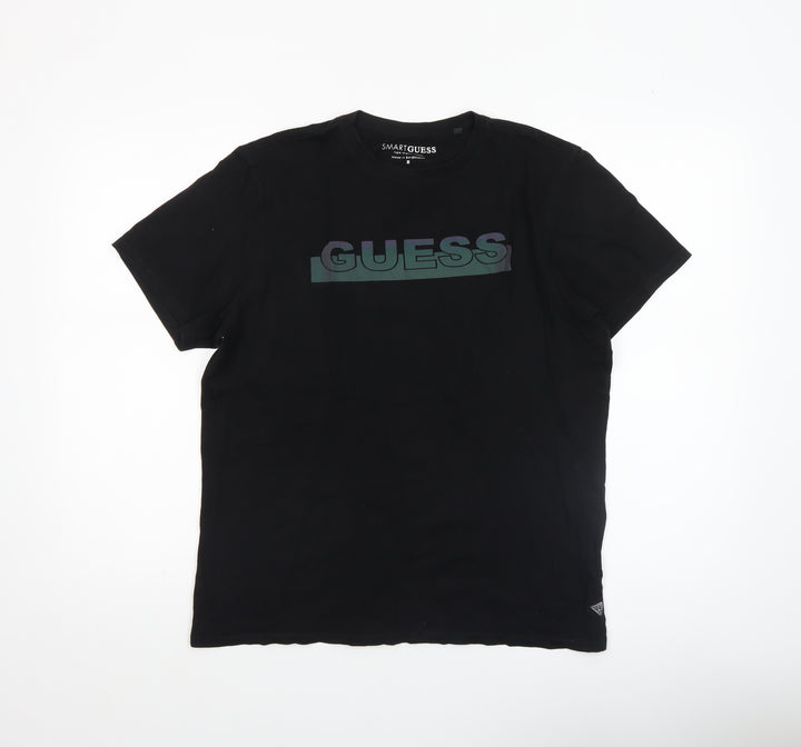 Guess Men's Black Logo Cotton Short Sleeve T-Shirt Size M