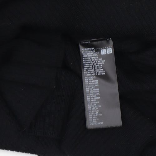 Uniqlo Women Black L Knit Bodycon Midi Dress Long Sleeve V-Neck