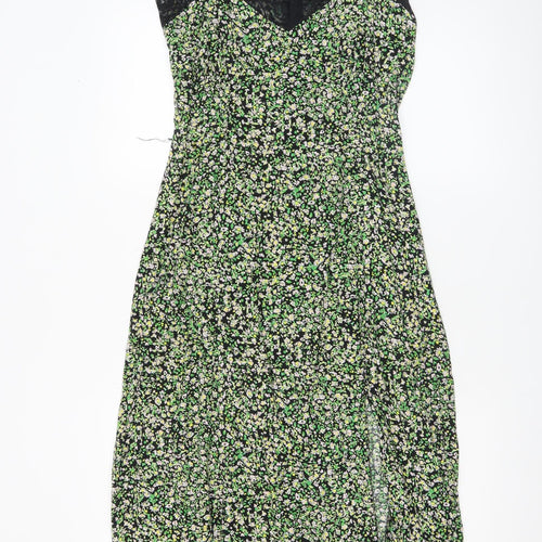 New Look Women’s Multicoloured Floral Lace Trim Slip Midi Dress Size 6