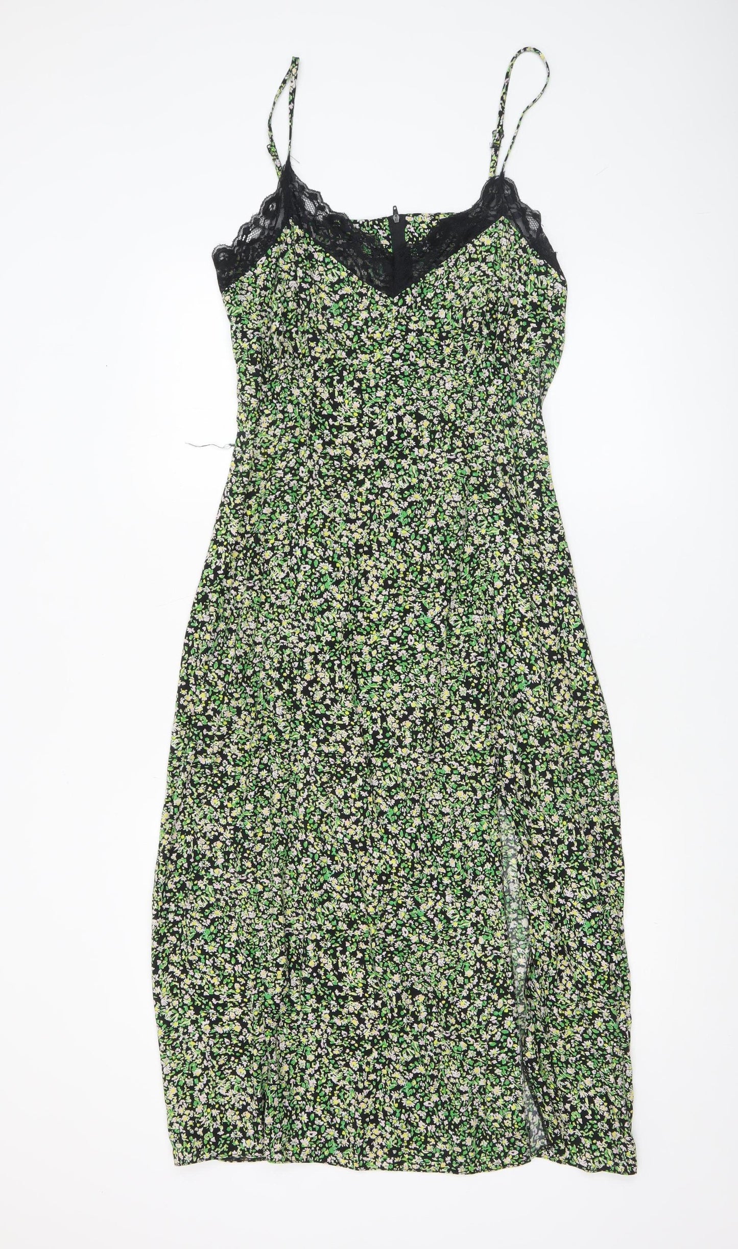 New Look Women’s Multicoloured Floral Lace Trim Slip Midi Dress Size 6