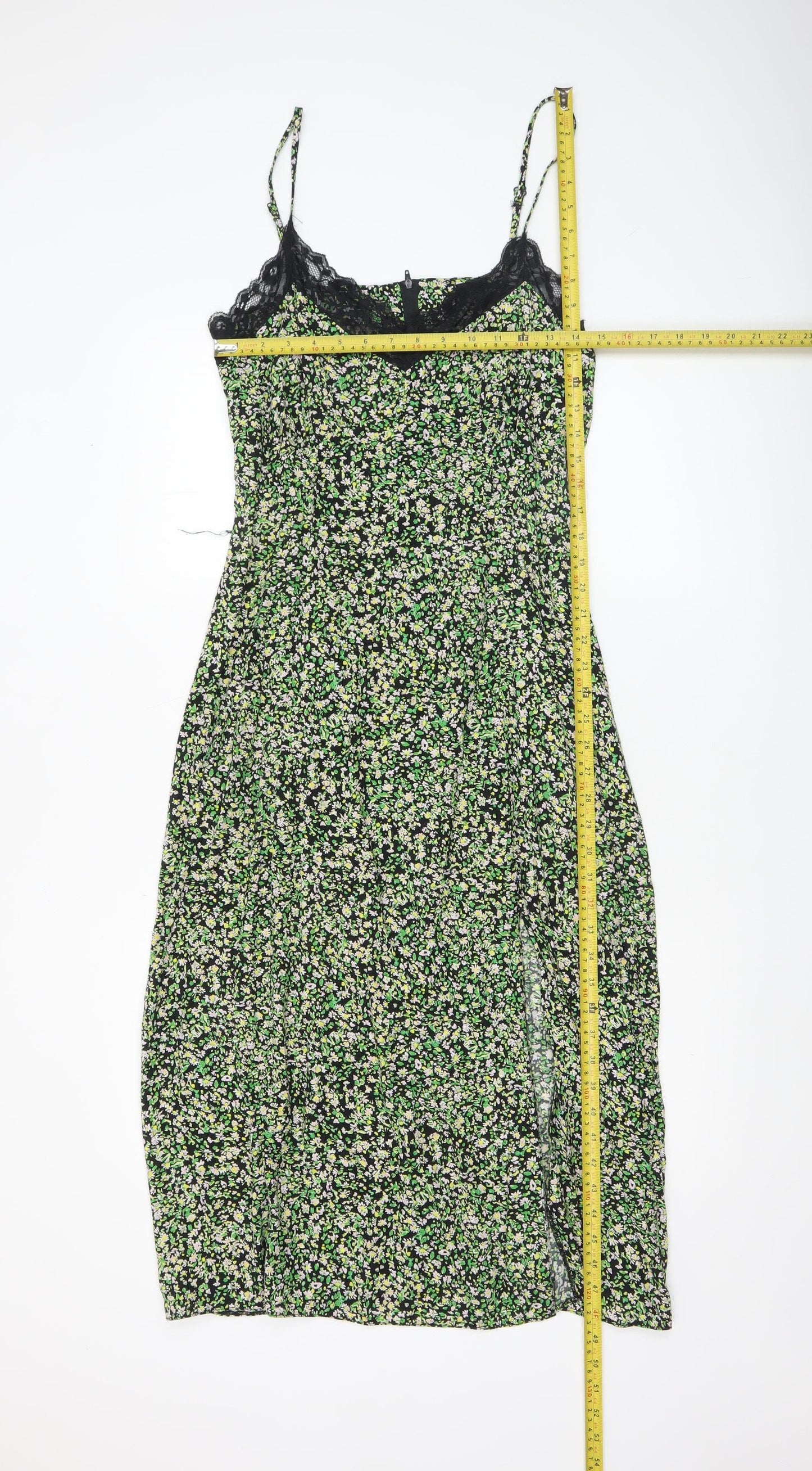New Look Women’s Multicoloured Floral Lace Trim Slip Midi Dress Size 6