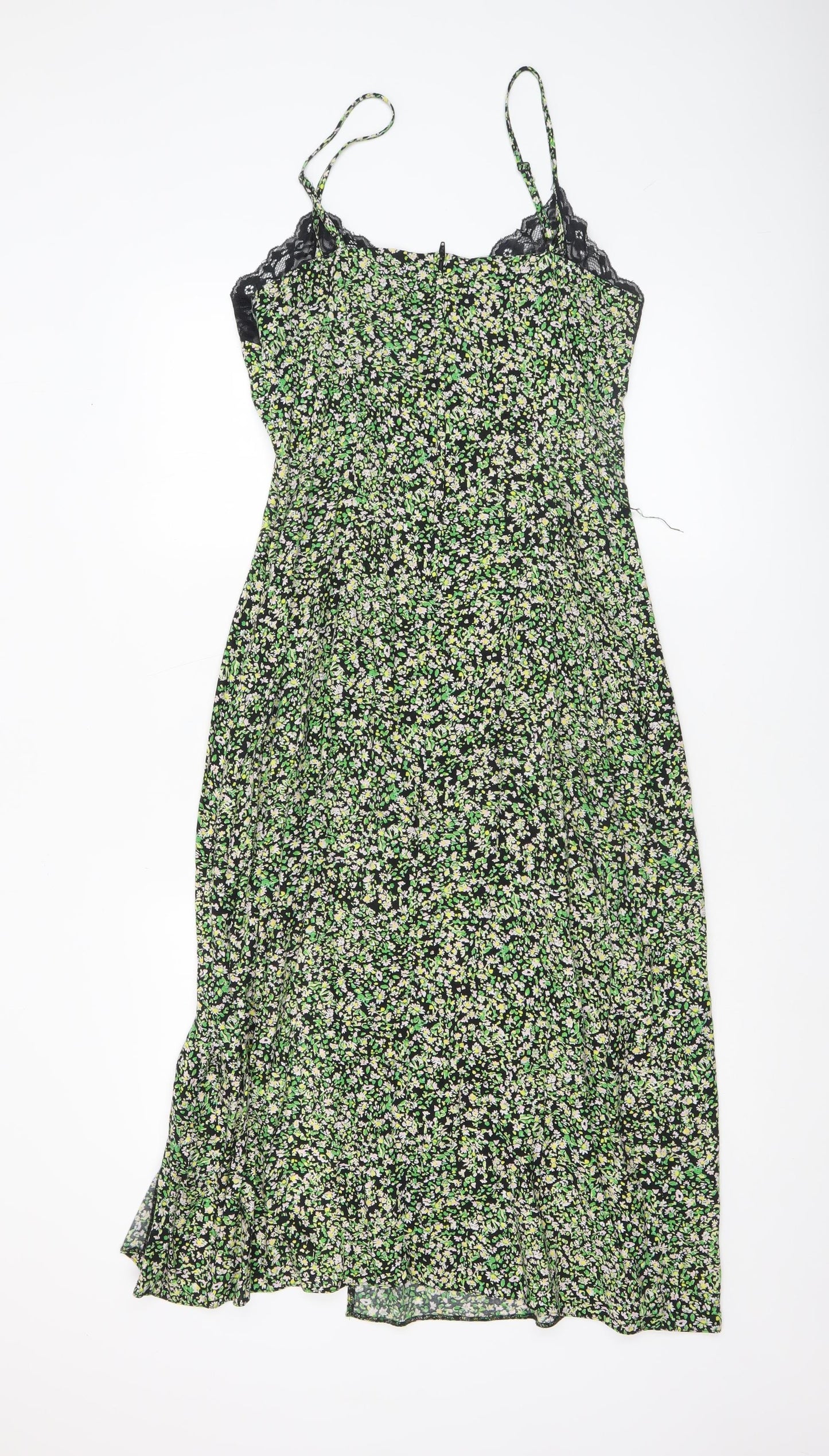 New Look Women’s Multicoloured Floral Lace Trim Slip Midi Dress Size 6