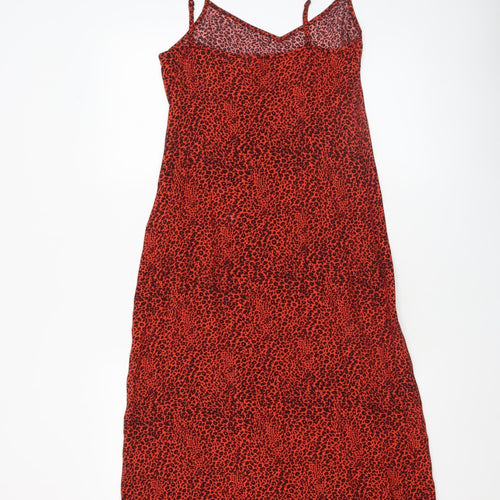New Look Women Red Leopard Print Midi Slip Dress Size 6