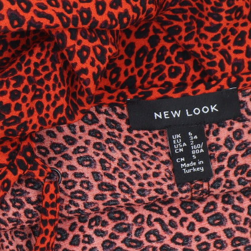 New Look Women Red Leopard Print Midi Slip Dress Size 6