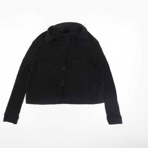 Firetrap Women's Black Cropped Button-Up Shirt Size 14