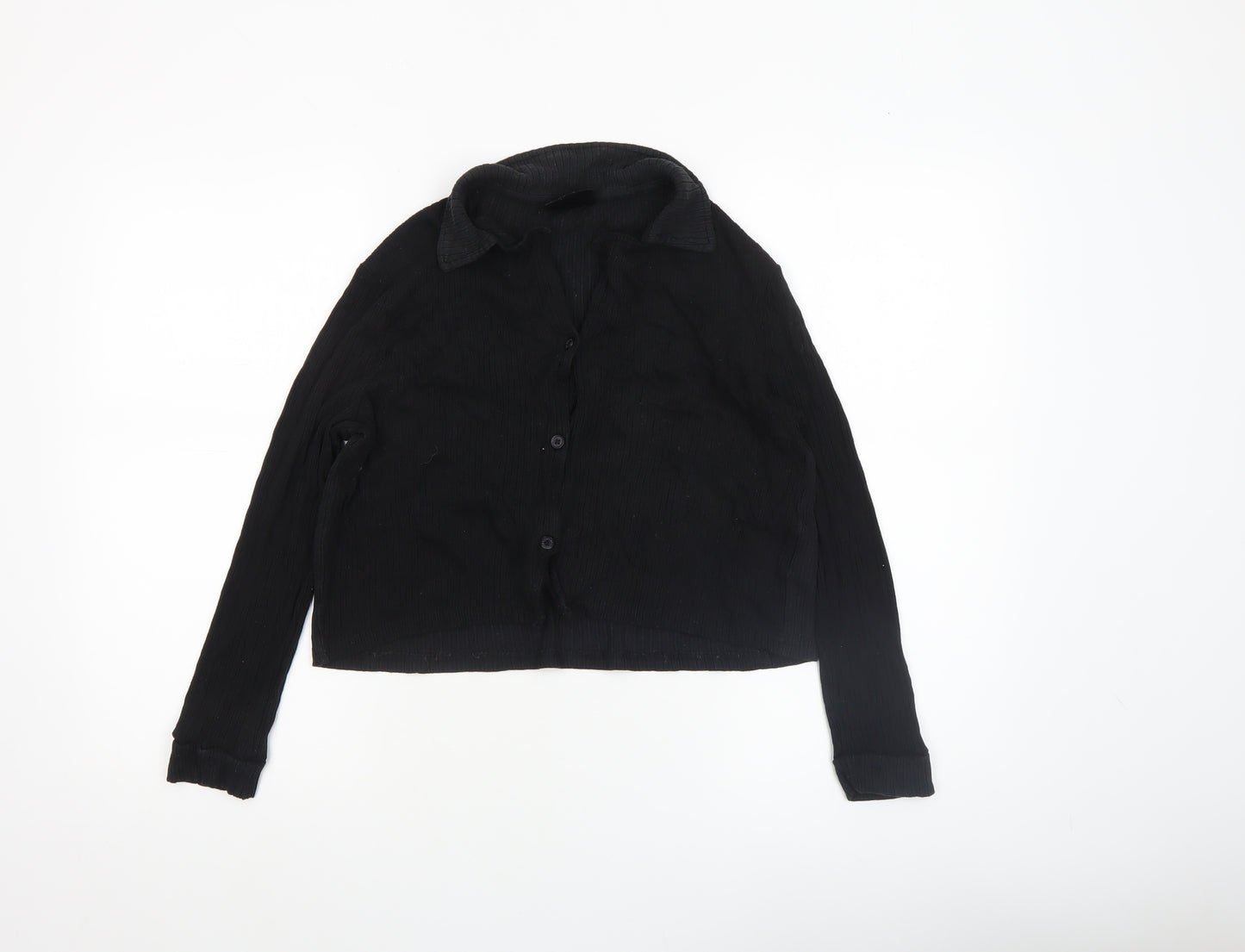 Firetrap Women's Black Cropped Button-Up Shirt Size 14