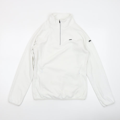 O’Neills Women’s White Fleece 1/4 Zip Sweatshirt Size 10 Polyester