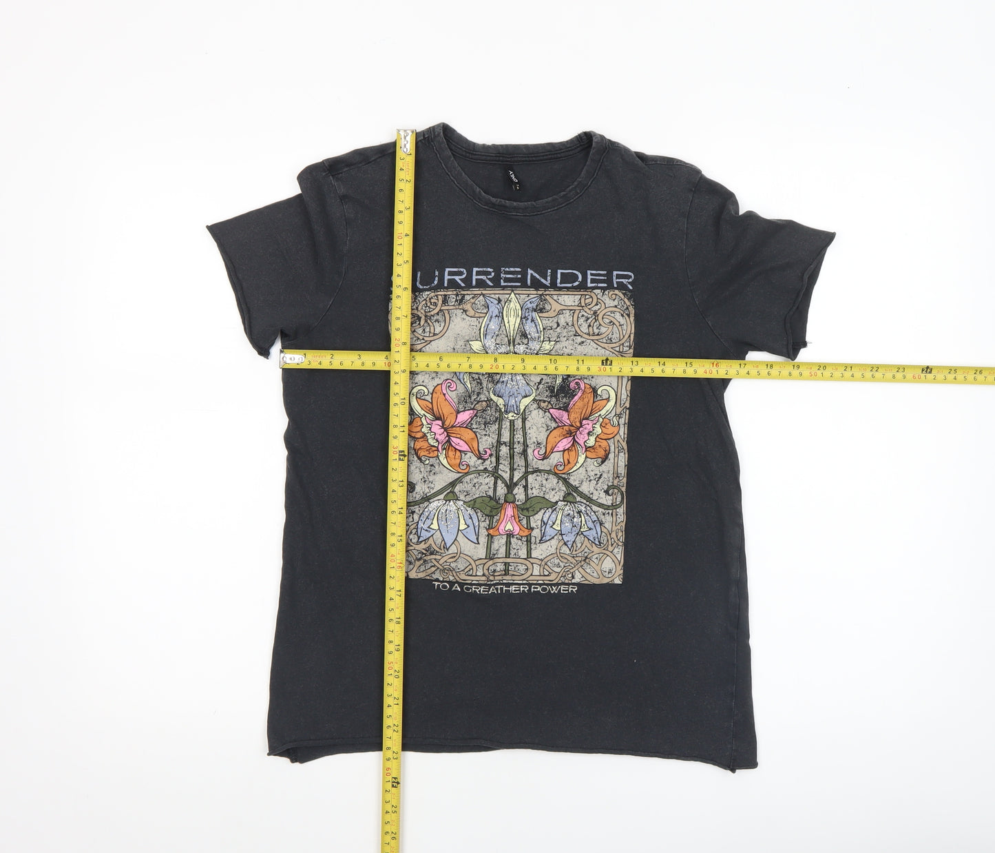 ONLY Women's Black Floral Graphic T-Shirt S Regular Fit Cotton