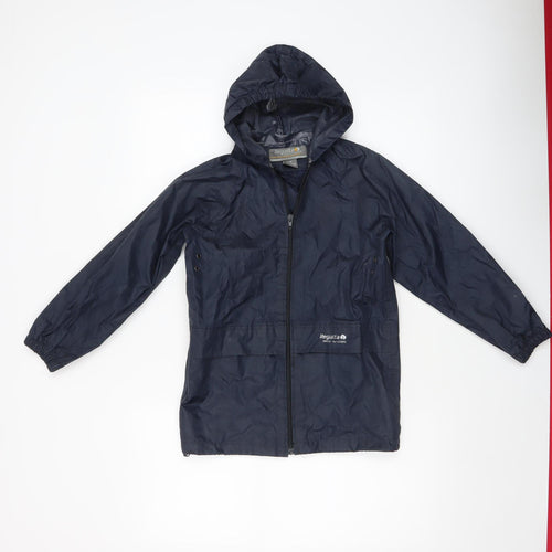 Regatta Boys Blue Waterproof Hooded Rain Coat Jacket 7-8 Years