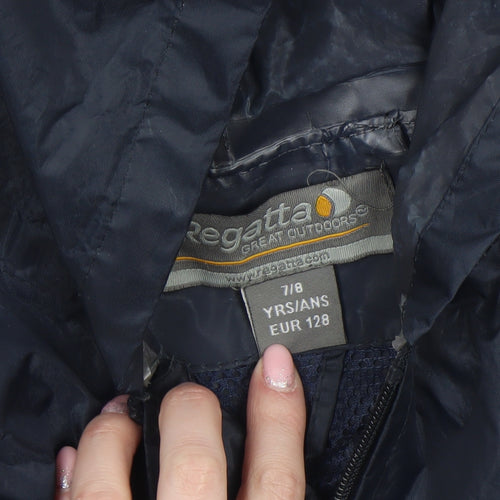 Regatta Boys Blue Waterproof Hooded Rain Coat Jacket 7-8 Years