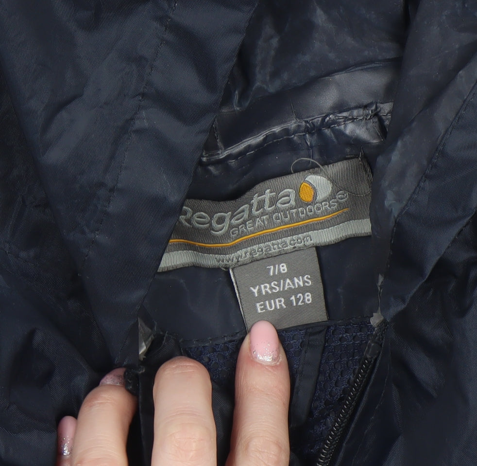 Regatta Boys Blue Waterproof Hooded Rain Coat Jacket 7-8 Years