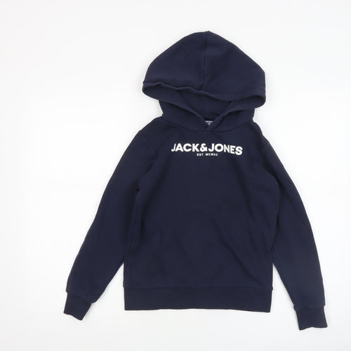 Jack & Jones Boys Navy Pullover Hoodie Size 140 Cotton Blend