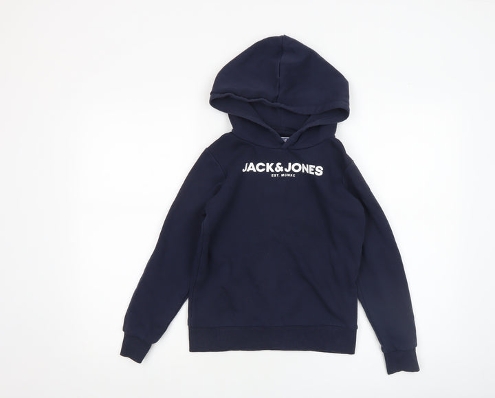 Jack & Jones Boys Navy Pullover Hoodie Size 140 Cotton Blend