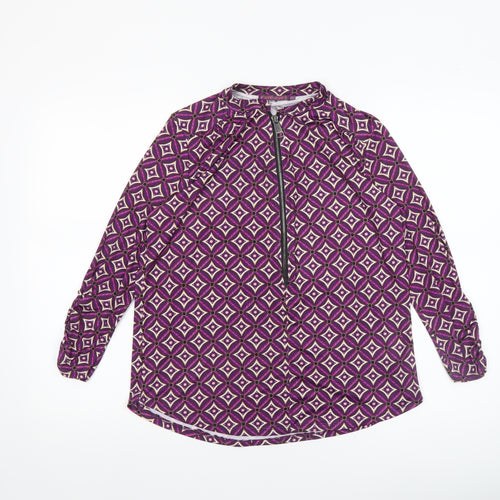 Kate & Pippa Women Purple Geometric Long Sleeve Blouse Size S