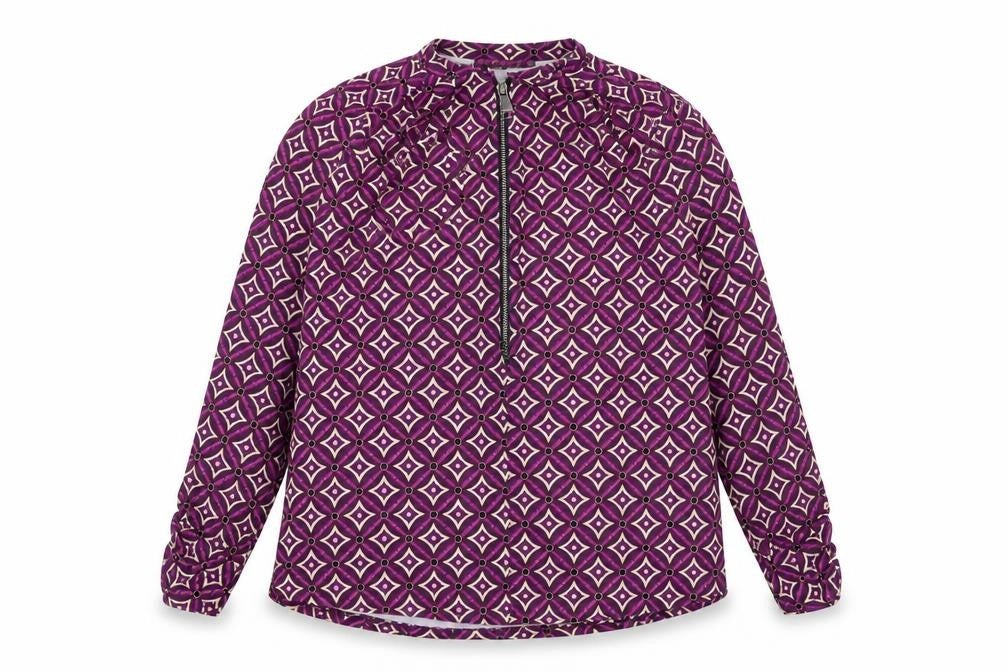 Kate & Pippa Women Purple Geometric Long Sleeve Blouse Size S