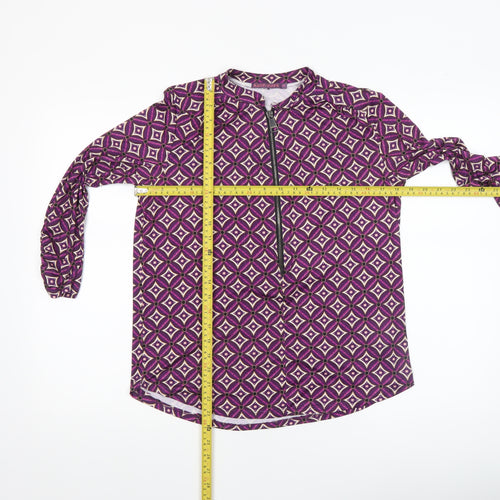Kate & Pippa Women Purple Geometric Long Sleeve Blouse Size S