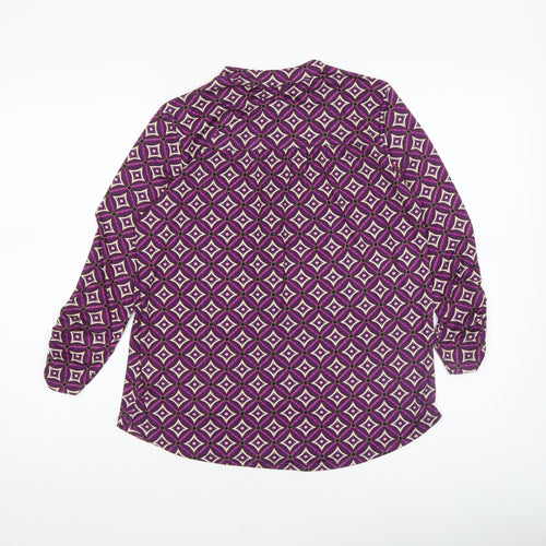Kate & Pippa Women Purple Geometric Long Sleeve Blouse Size S