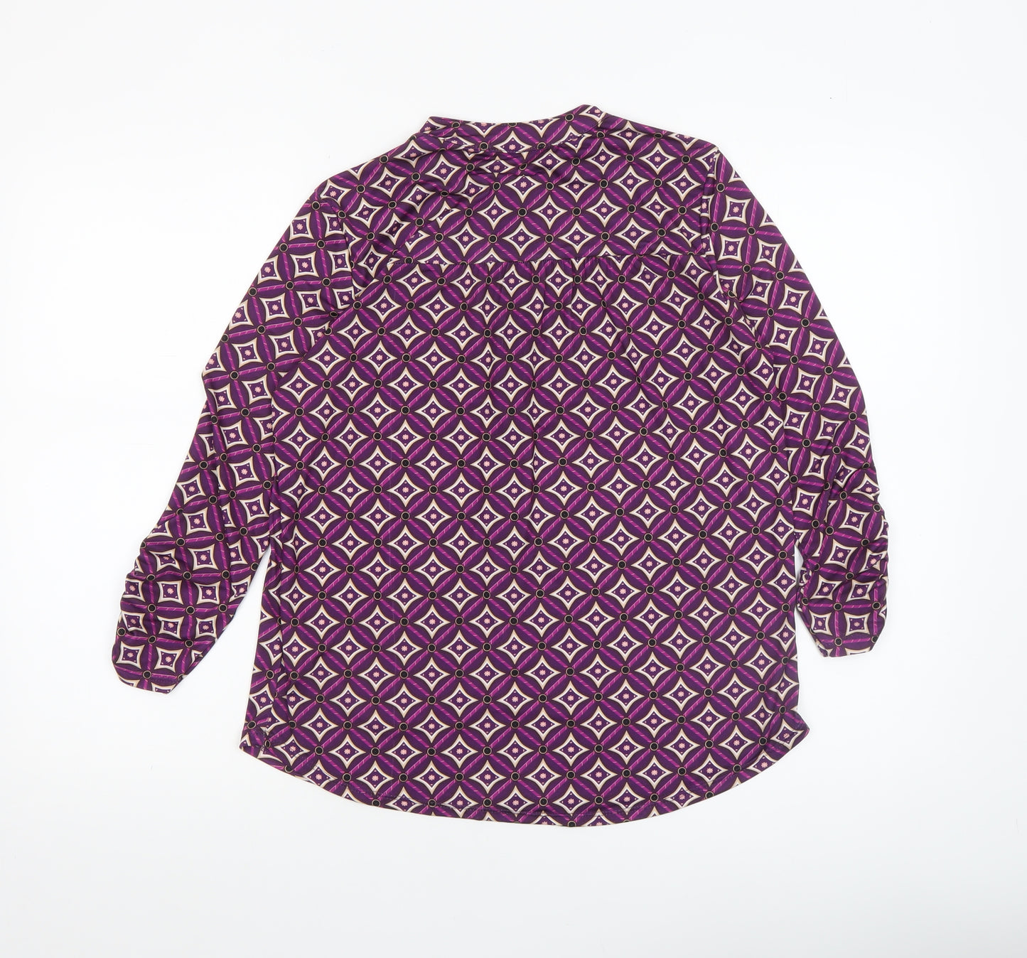 Kate & Pippa Women Purple Geometric Long Sleeve Blouse Size S