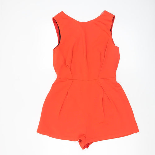 Topshop Women's Red Sleeveless Lace Back Playsuit Size 10