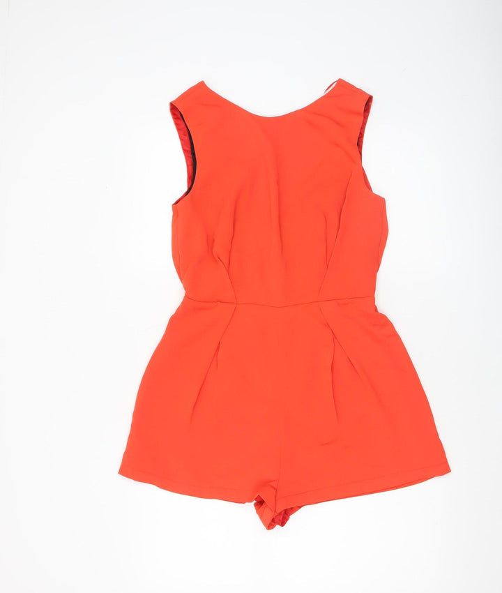 Topshop Women's Red Sleeveless Lace Back Playsuit Size 10
