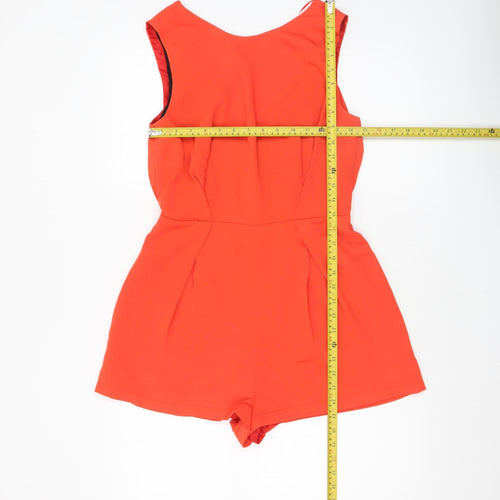 Topshop Women's Red Sleeveless Lace Back Playsuit Size 10