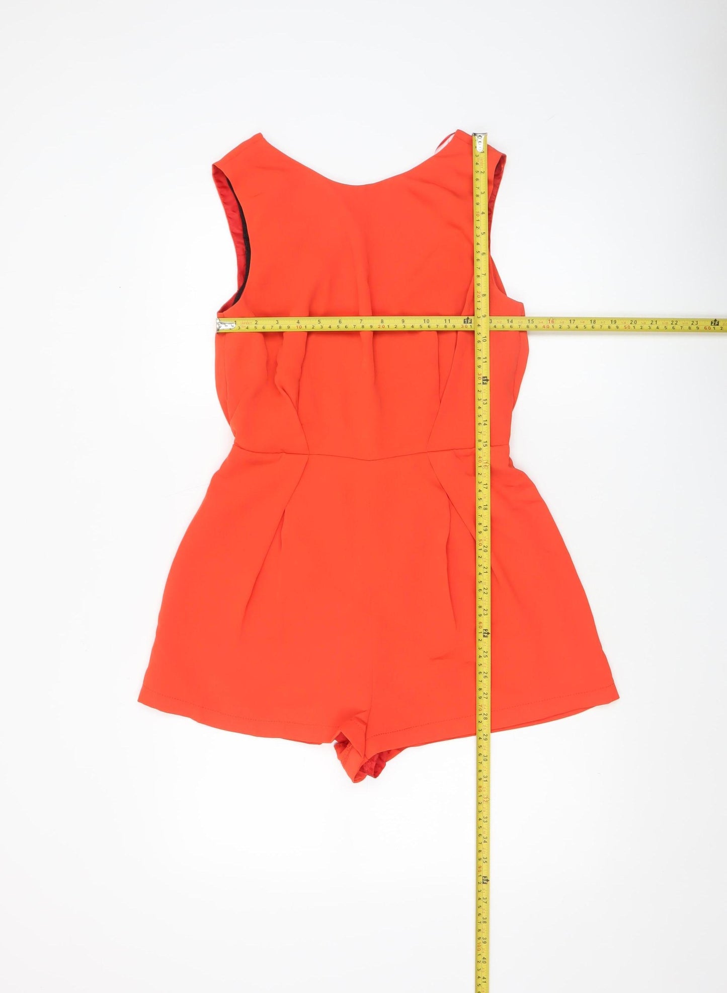 Topshop Women's Red Sleeveless Lace Back Playsuit Size 10