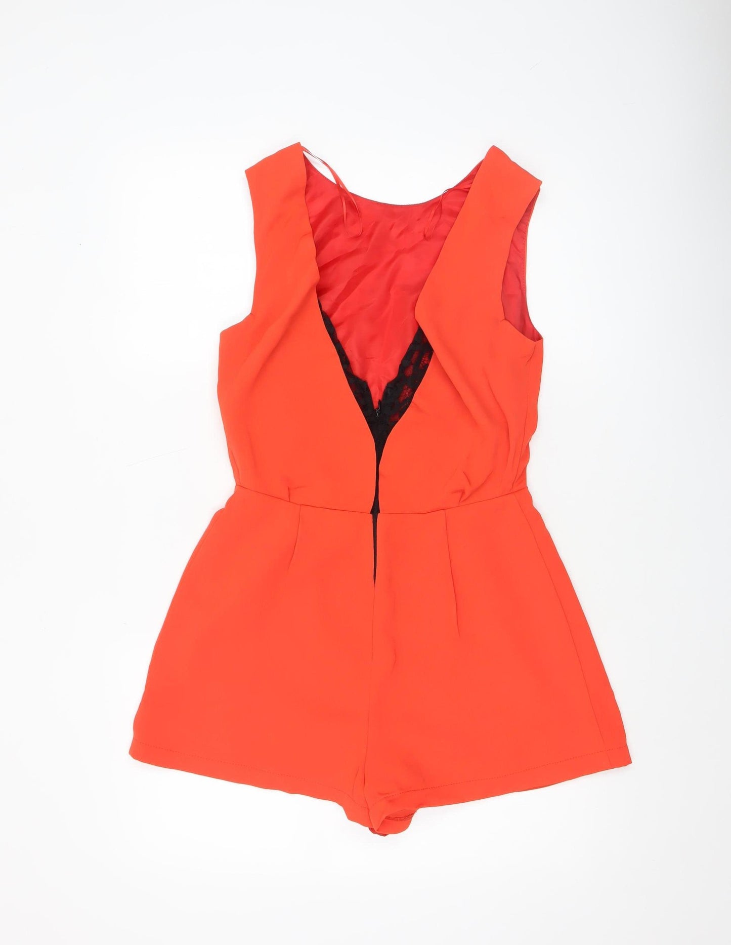 Topshop Women's Red Sleeveless Lace Back Playsuit Size 10