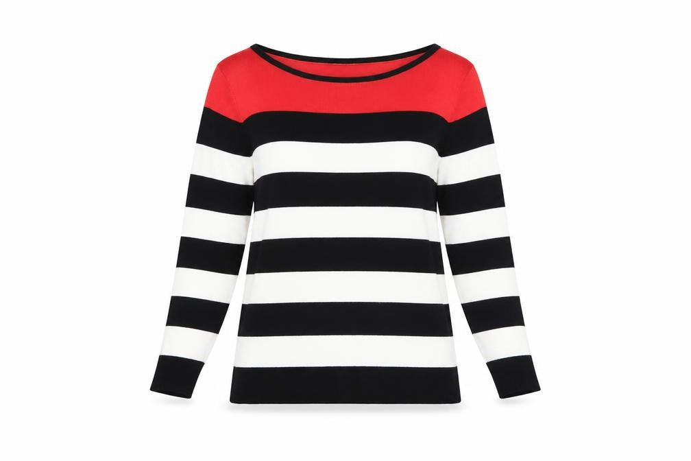 Betty Barclay Women's Multicoloured Striped Boat Neck Jumper Size 10