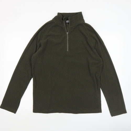 Trespass Men's Green 1/4 Zip Fleece Sweatshirt Medium Outdoor