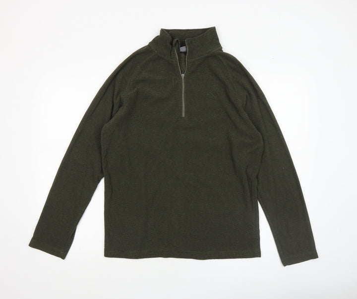 Trespass Men's Green 1/4 Zip Fleece Sweatshirt Medium Outdoor