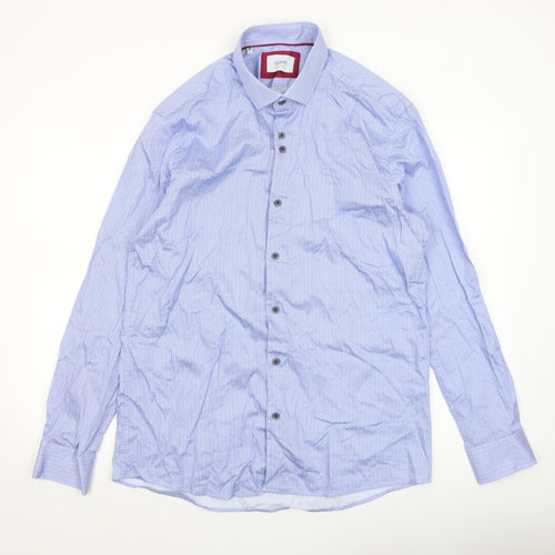 Icon for Men Blue Geometric Cotton Long Sleeve Dress Shirt XL
