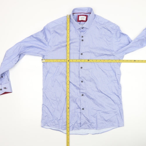 Icon for Men Blue Geometric Cotton Long Sleeve Dress Shirt XL