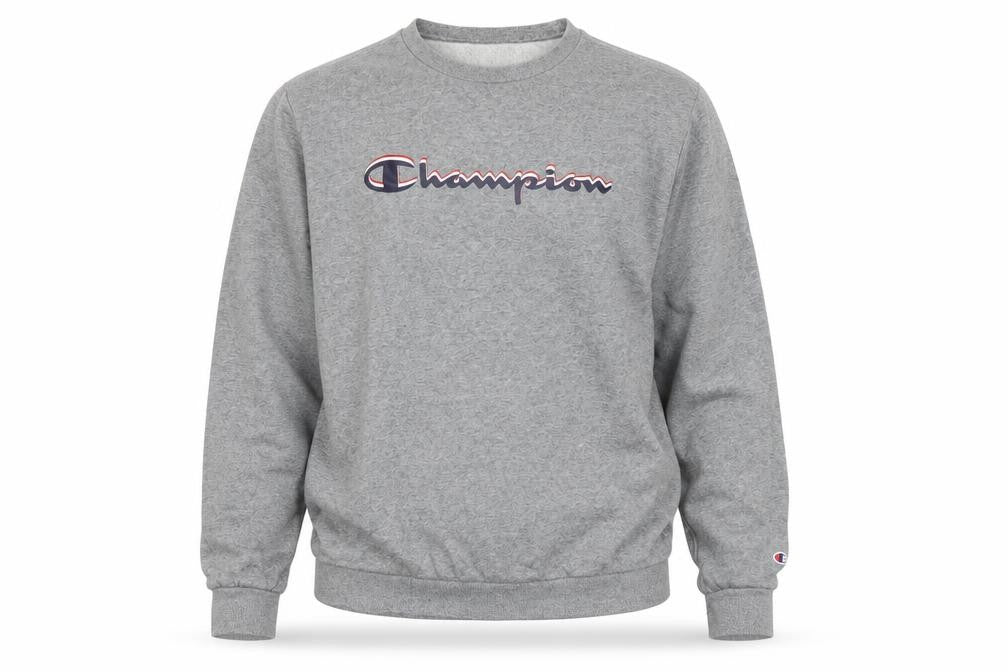 Front view of Champion boys’ grey 2xl pullover crew neck fleece sweatshirt