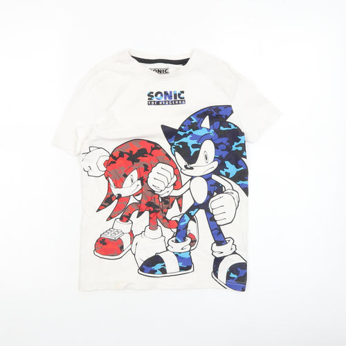 Sonic The Hedgehog Boys White 7-8 Years Graphic Cotton T-Shirt