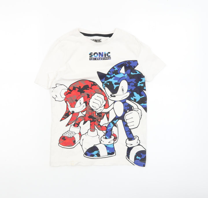 Sonic The Hedgehog Boys White 7-8 Years Graphic Cotton T-Shirt