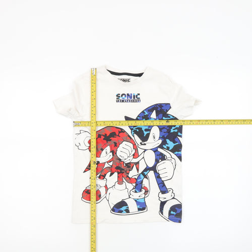 Sonic The Hedgehog Boys White 7-8 Years Graphic Cotton T-Shirt