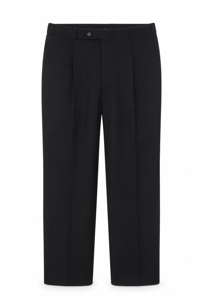 Front view of Remus Uomo Men's Black Wool Blend Formal Dress Pants 38L