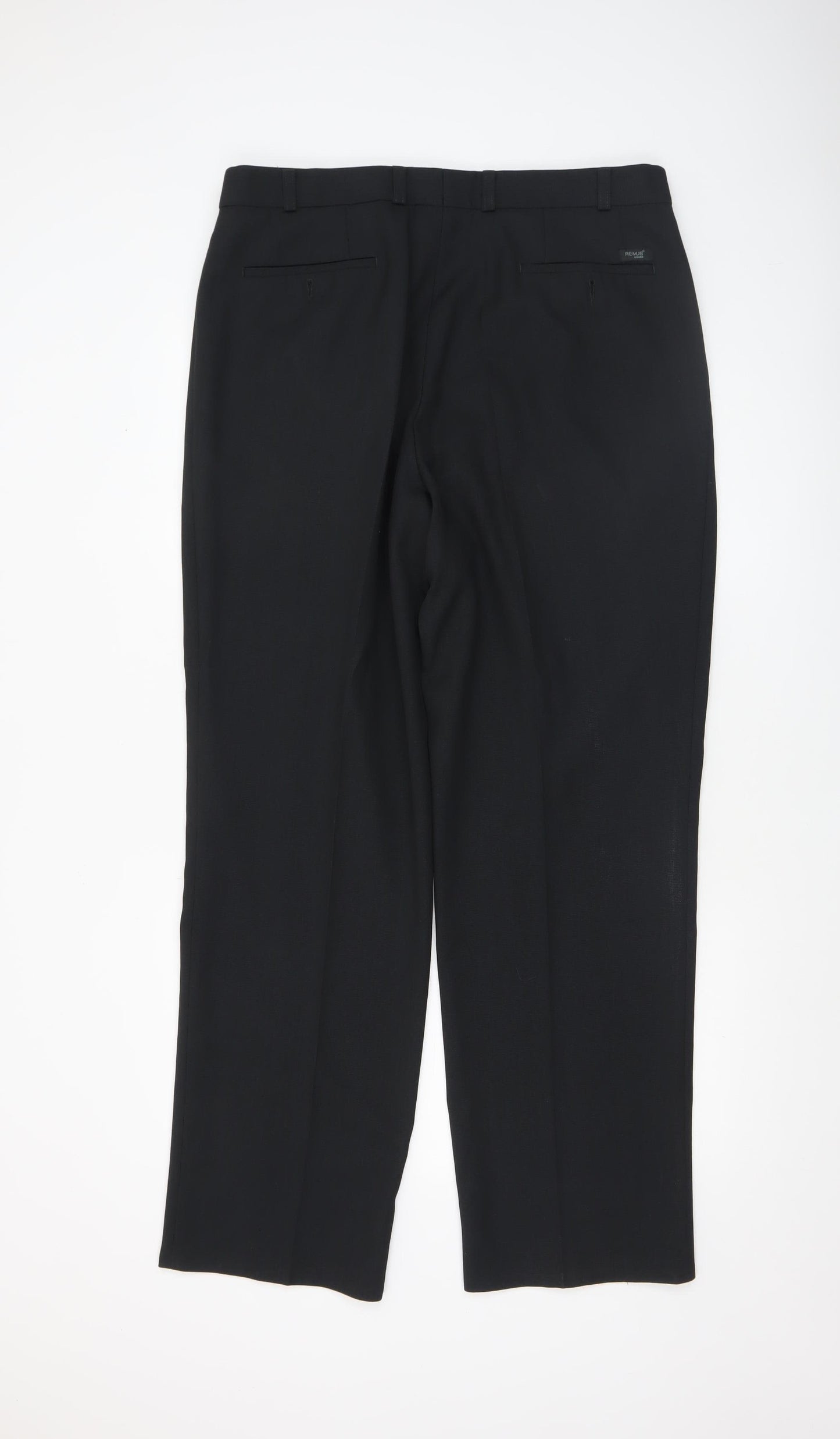 Remus Uomo Men's Black Wool Blend Formal Dress Pants 38L