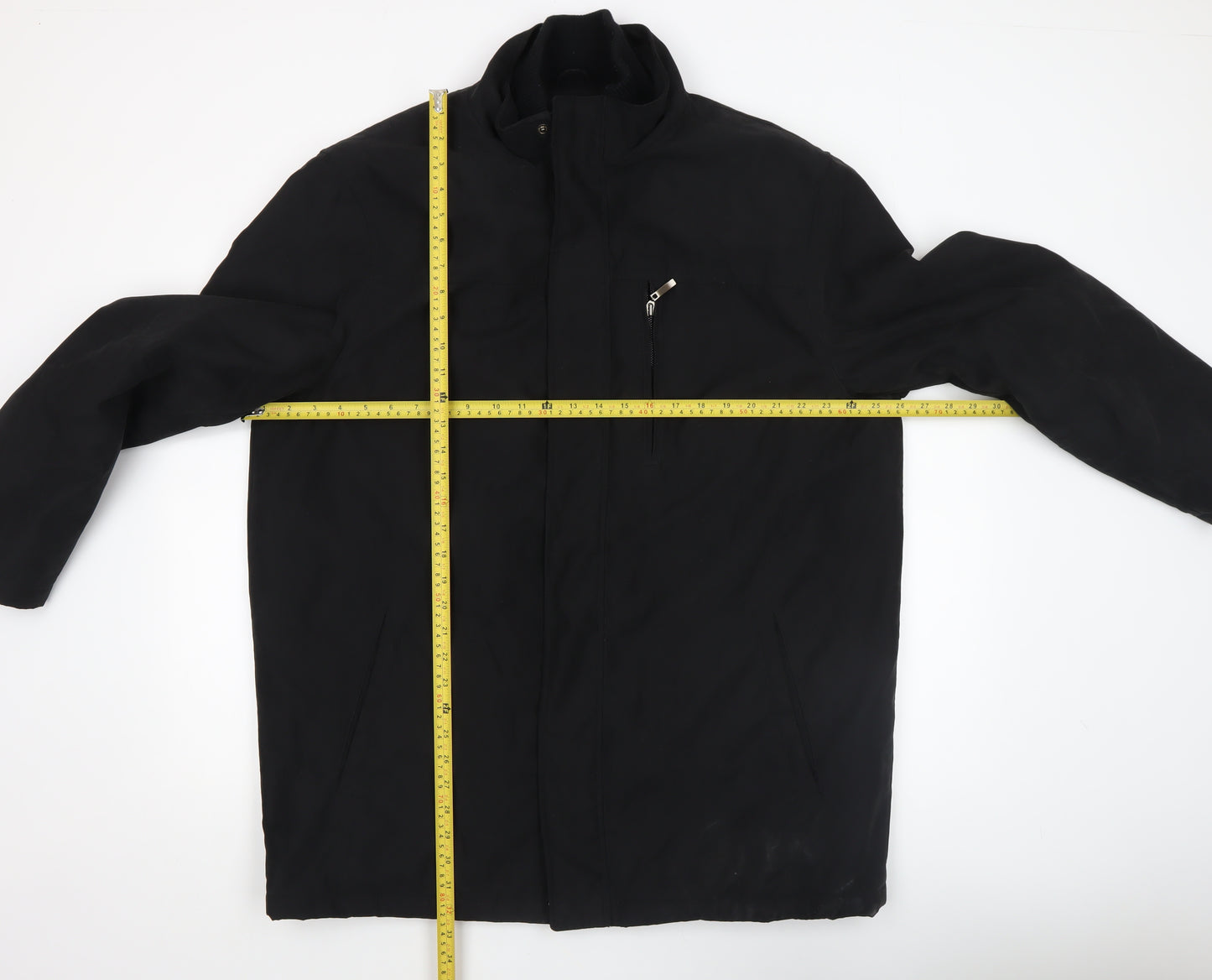 Thomas Nash Men's Black XL Mid-Length Zip Coat