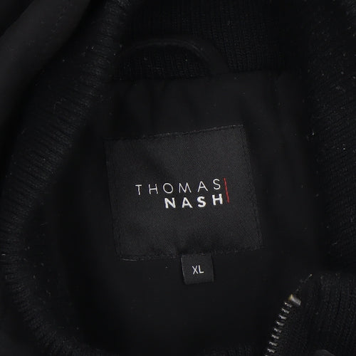 Thomas Nash Men's Black XL Mid-Length Zip Coat