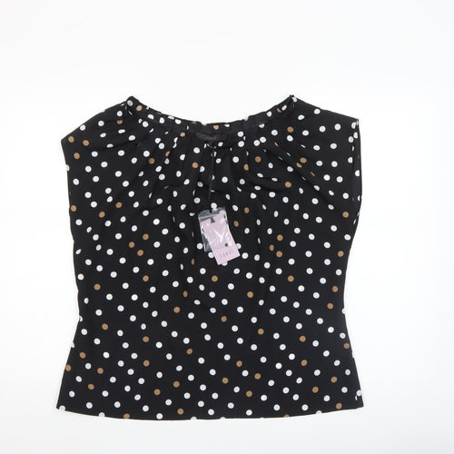 Coast Womens Black Polka Dot Tunic Blouse Size 18 Sleeveless