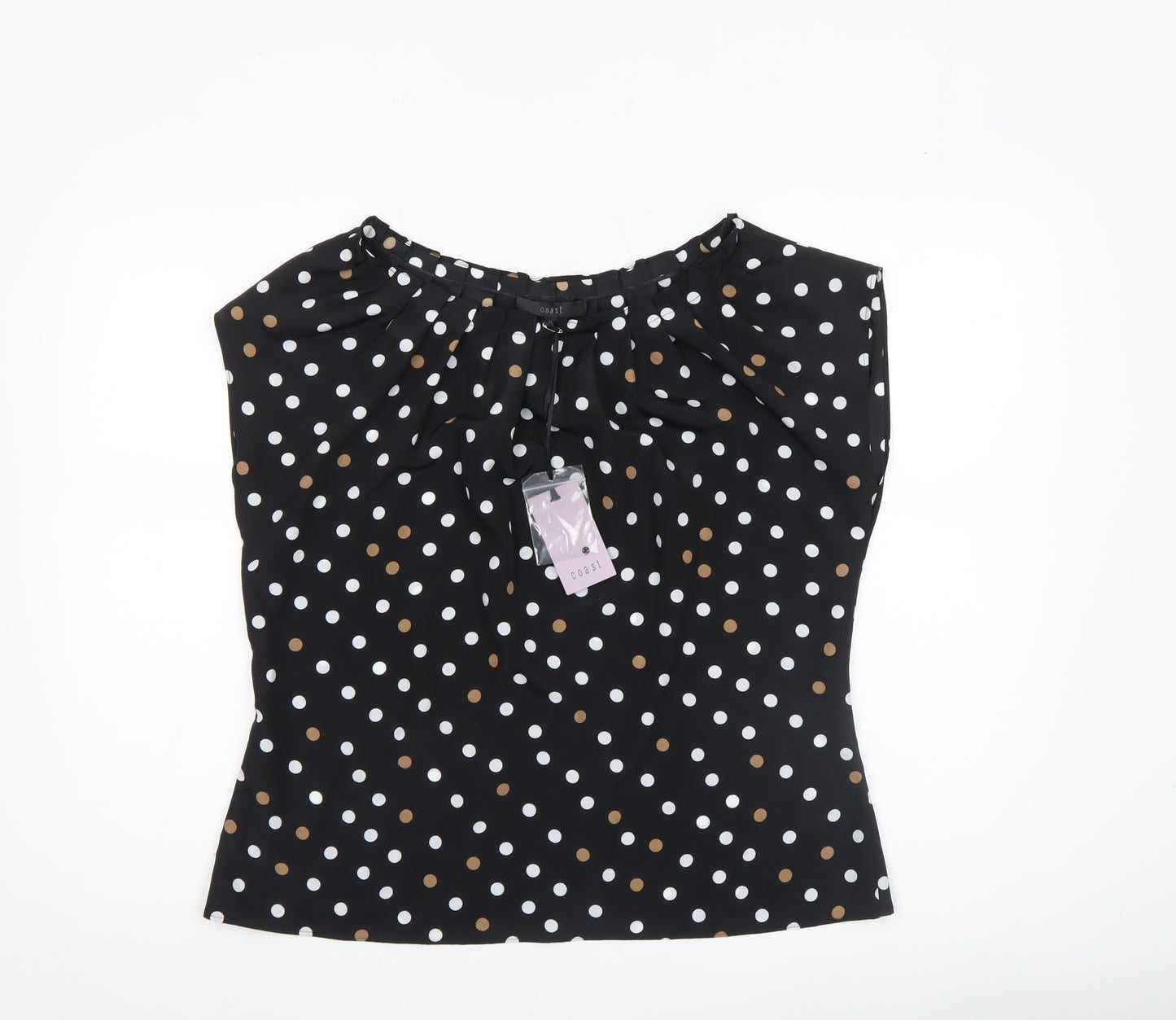 Coast Womens Black Polka Dot Tunic Blouse Size 18 Sleeveless