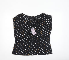 Coast Womens Black Polka Dot Tunic Blouse Size 18 Sleeveless