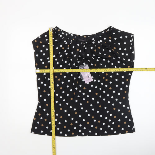 Coast Womens Black Polka Dot Tunic Blouse Size 18 Sleeveless