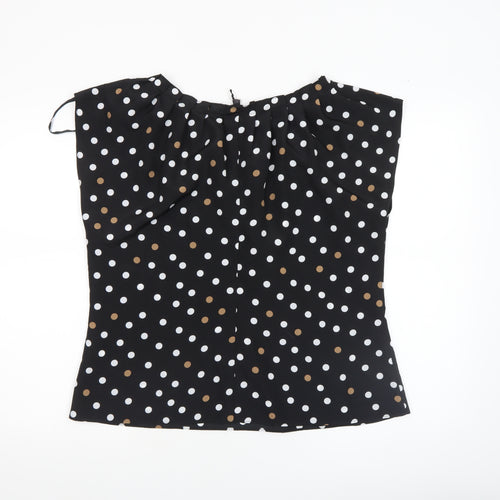 Coast Womens Black Polka Dot Tunic Blouse Size 18 Sleeveless
