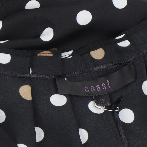 Coast Womens Black Polka Dot Tunic Blouse Size 18 Sleeveless