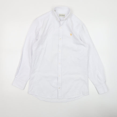 Tom Penn Men's White Small Cotton Blend Long Sleeve Dress Shirt